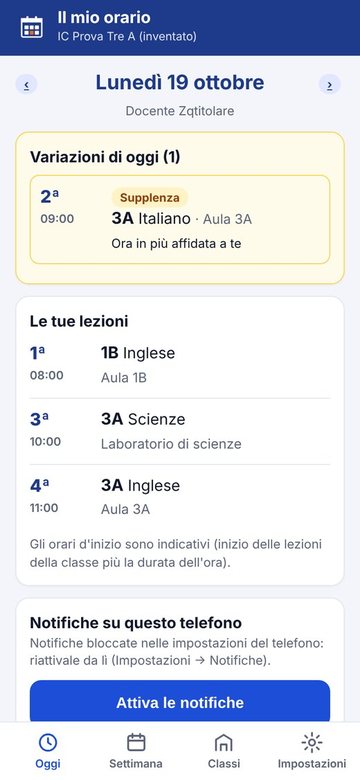 Giornata con una supplenza tra le variazioni di oggi